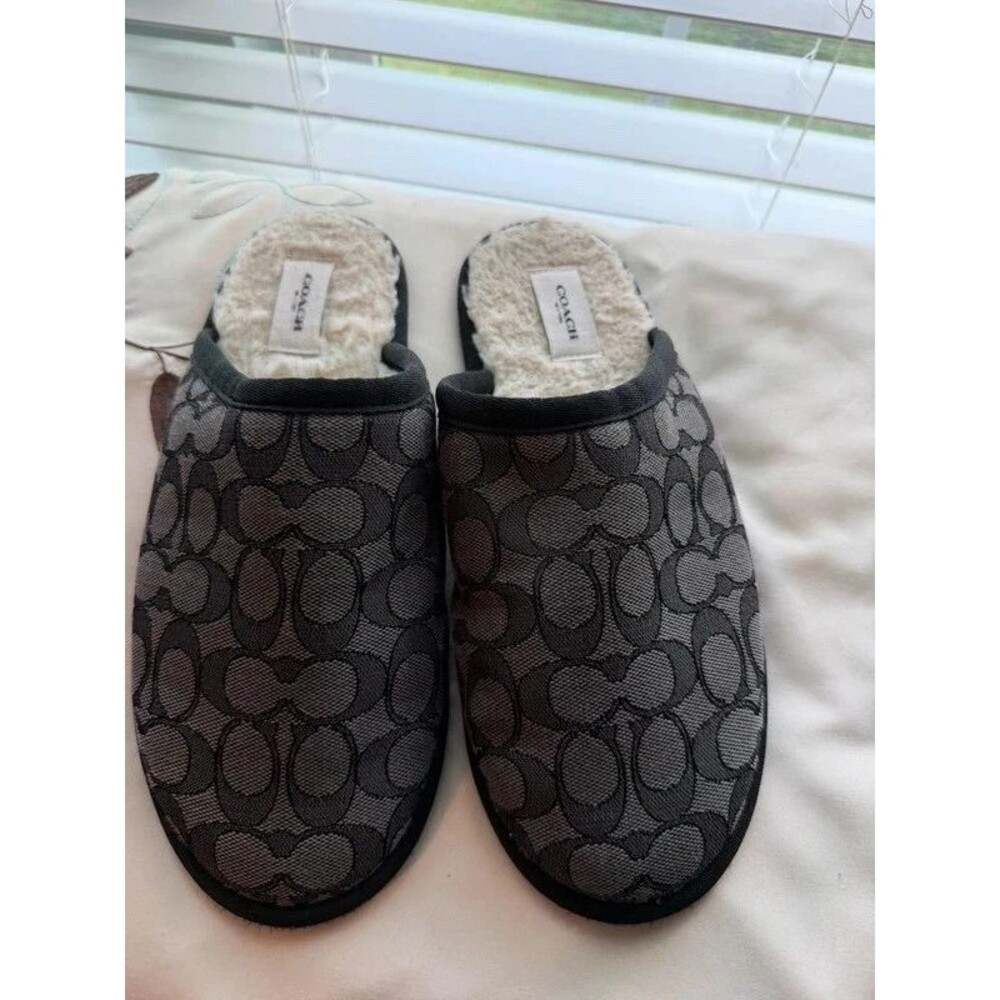 Coach Signature Canvas & Fleece House Slippers / Mules WOMEN